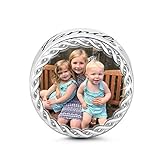 GNOCE Personalisiert Foto Charms Stammbaum Foto Charme mit Mehrfarbenkristall S925 Charme für Armband und Halskette Denkwürdiges Geschenk
