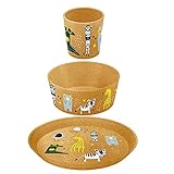 KIDS SET ZOO Kleiner Teller + Schale + Becher nature w