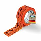 mako Signalband 60 mm x 33 m – Selbstklebendes Warnband (schwarz/gelb) / mako reißfestes Signal-Packband 50 mm x 66 m rot (1, 50 mm x 66 m)