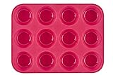 Einfach Backen Muffinform Silikon 12er – Platin-Silikon, antihaft- und temperaturbeständig – Himbeer Rot/Pink