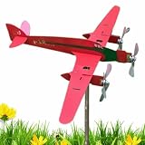 Flugzeug-Hof-Spinner – einzigartiges Metall-Gartenflugzeug Windspiel | dekorativer Windmühlen-Gartenstecker | bunte Windmühle, Flugzeug-Gartendekoration für den Außenbereich und Bewegung