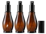 Leere nachfüllbare Sprühflaschen aus bernsteinfarbenem Glas, für Kosmetik- und Parfüm,  mit schwarzem Zerstäuber und Staubschutzkappe für ätherisches Öl / Aromatherapie
