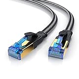 CSL - CAT 8 Netzwerkkabel Flach 40 Gbits - Baumwollmantel - 5m - LAN Kabel Patchkabel - CAT 8 Gigabit RJ45 Ethernet Cable - 40000 Mbits Geschwindigkeit - Flachbandkabel - Verlegekabel - Cat 6 Cat 7