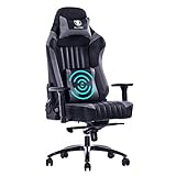 Gaming Stuhl mit Fußstützen Bürostuhl Ergonomischer Stuhl Zocker Stuhl mit Massage Leder hohe Rückenlehne 150 kg belastbarkeit, Grau
