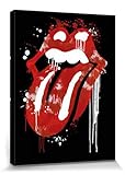 1art1 Rolling Stones Poster Lippen Und Zunge, Graffiti Logo Bilder Leinwand-Bild Auf Keilrahmen | XXL-Wandbild Poster Kunstdruck Als Leinwandbild 80x60 cm