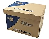 1-PACK Archivbox Lagerbox 400x320x290mm extrem stabil, bis 250kg stapelbar/Ausführung: Braun mit Beschriftung'Archivbox', 10 Stück