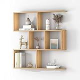 Rustikales Schweberegal-Set aus Holz, Wandmontage, Aufbewahrungsregale für Schlafzimmer, Wohnzimmer, Badezimmer, Küche und Büro, 3 Etagen, Bücherregale, nizer, natürliche Farbe, 100 cm Läng