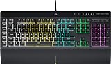 Corsair K55 RGB PRO Kabelgebundene Membran-Gaming-Tastatur (Dynamische RGB-Hintergrundbeleuchtung, 6 Makro-Tasten mit Elgato Software-Integration, IP42 Staub-und Spritzwasserschutz) QWERTZ, Schwarz