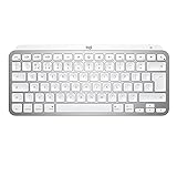 Logitech MX Keys Mini für Mac minimalistische kabellose beleuchtete Tastatur, kompakt, Bluetooth, Hintergrundbeleuchtung, USB-C, taktiles Tippen, kompatibel mit Apple macOS, iPad OS, Metall, Hellgrau