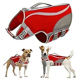 BOTEWO Schwimmweste Hund - Hundeschwimmweste - Schwimmwesten für Hunde - Größenverstellbar mit Griff und Reflektoren (M, Rot)