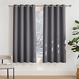 PONY DANCE Verdunklungsvorhänge mit Ösen für Schlafzimmer Thermogardinen Kälteschutz 2er Set H 175 x B 140 cm Grau, Wohnzimmer Vorhänge Fenster Kurz Blick