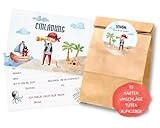 Essi's Stoff Boutique 10er-Set Pirat Einladungskarten - Pirat Kindergeburtstag Set mit Goodie Bag