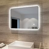 SONNI LED Badspiegel Lichtspiegel LED Spiegel Wandspiegel mit Touch-Schalter badspiegel mit Beleuchtung 50x70 cm Kaltweiß 6400K energiesparend