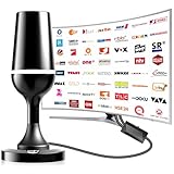 DVBT2 Antenne, zimmerantenne DVB-T & DVB-T2 Antennen mit Verstärker, Großer Reichweite und 360° Empfang, Zimmerantenne für Fernseher mit Starkem Magnetfuß, Geeignet für 4K 1080p & Alle TV-G