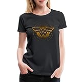 Spreadshirt DC Comics Wonder Woman Logo Mit Sternchen Frauen Premium T-Shirt, 3XL, Schwarz