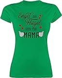 Muttertagsgeschenk Mama Geschenke - Engel ohne Flügel nennt Man Mama schwarz rot - XXL - Grün - Geschenk - L191 - Tailliertes Tshirt für Damen und Frauen T-Shirt