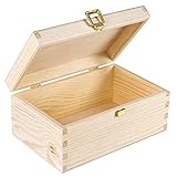 Creative Deco Holzkiste Holzbox mit Deckel | 21,5 x 13,8 x 10 cm | Holz-Schatulle Holz-Kästchen Schatz-Kiste Kiefer Unbehandelt