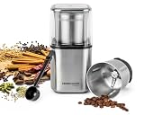 ROMMELSBACHER Gewürz und Kaffee Mühle EGK 200-2 Edelstahlbehälter mit Schlagmesser & Spezialmesser, Füllmenge 70 g, Mahlgrad über Mahldauer wählbar, auch für Pesto, Gewürze, Nüsse, Zucker, 200 W