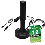 [Test SEHR GUT, Note 1.2 *] Anadol AXRED Magnes DVBT2 Antenne mit Verstärker 30dBi für innen außen, DVBT Antenne für Receiver Fernseher DAB DAB+ Radio, DVB-T DVB-T2 Antennen, Zimmerantenne 5m Kab