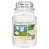 Yankee Candle Duftkerze im Glas (groß) | Clean Cotton | Kerze mit langer Brenndauer bis zu 150 Stunden | Perfekte Geschenke für F