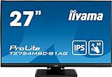 iiyama ProLite T2754MSC-B1AG 68,6cm (27') IPS LED-Monitor Full-HD 10 Punkt Multitouch kapazitiv (VGA, HDMI, USB 3.0) AntiGlare Beschichtung, Höhenverstellung, schwarz