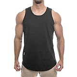 Sixlab Round Oversize Tank Top Herren Muscle Shirt Achselshirt Gym Fitness (L, Schwarz)