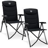 TIMBER RIDGE 2er Campingstuhl Faltbar Kleines Packmaß Klappstuhl Camping 150kg Hohe Lehne mit 4 Positionen verstellbar mit Tasche Liegestuhl Alu für Garten Balkon Wohnmobil Schw