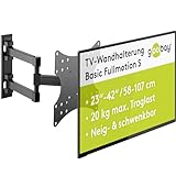 Goobay 49715 TV Wandhalterung 58 cm (23') - 107 cm (42') / Fernseherhalterung Basic FULLMOTION bis 20 kg / Wandhalter TV Neigbar & Schwenkbar / VESA Norm 200x200 / Schw