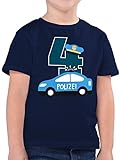 4. Geburtstag - Polizei Geburtstag 4-116 (5/6 Jahre) - Dunkelblau - Polizei Shirt Kinder 4 - F130K - Kinder Tshirts und T-Shirt für Jungen