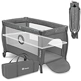 Lionelo Stefi Plus 2-in-1 Reisebett und Laufstall bis 15 kg Babybett Kinderreisebett mit Matratze Seitlicher Eingang mit Reißverschluss Hochwertige S