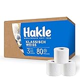 Hakle Klassisch Weiß BIG PACK (80 x 150 Blatt), komfortabel weiches WC Papier, 3-lagiges Toilettenpapier für die sanfte tägliche Reinigung, Klopapier ohne Plastikverpackung