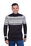 INTI ALPACA Norweger Pullover aus Alpaka Wolle -Rollkragen Strickpullover - Isländer Alpaka Pullover - Schwarz (X-Large)