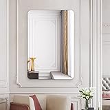 Koonmi Rahmenloser Badezimmerspiegel 71,1 x 91,4 cm, abgerundete Ecken, Wandspiegel für Schlafzimmer, Eingänge und Wohnzimmer, rechteckige Spiegel für Wandbehänge, horizontal oder vertikal
