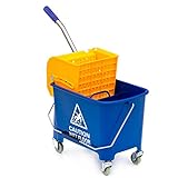 Wisch-Star Reinigungswagen klein mit 22l Putzeimer und Mopp Presse, Putzwagen zur Reinigung von Treppen