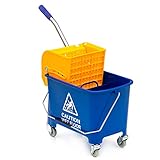 Wisch-Star Reinigungswagen mit Presse, 40x27x35cm mit 19 Liter Putzeimer mit Auswringer, Profi Putzwagen Gewerbe und H
