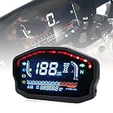 PACEWALKER Universal tachometer motorrad LED LCD Tachometer Digital Odometer Hintergrundbeleuchtung für 1,2,4 Zylinder für BMW Honda Ducati Kawasaki Yamaha(Professionelle Installation erforderlich)