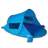 outdoorer Pop up Strandmuschel Zack Premium - Wurfmuschel mit UV 80 Sonnenschutz am Strand und Windschutz, großes Strandzelt