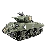 CHEMO 1/20 2.4G RC Panzer Für US Sherman M4A3 Chariot 15 Kanal Taktisches Fahrzeug Militärpanzer Modell Spielzeug Outdoor und Indoor Stunt Fahrzeug Modell (Farbe : Grün)