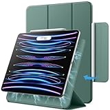 JETech Magnetische Hülle für iPad Pro 12,9 Zoll 2022/2021/2020/2018 (6./5./4./3. Generation), Pencil 2. Generation Aufladung, Schutzhülle Auto Wachen/Schlafen (Neblig Blau)