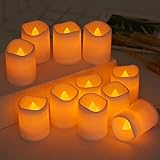 24 Stück LED Teelichter Kerzen Elektrische Teelichter Flackernde Flammenlose Kerzen LED Kerzenlichter Batteriebetriebene LED Kerzen für Weihnachten, Hochzeit, Party (Yellow)