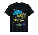 NASA UFO Alien Just Here For The Pizza Graphic T-Shirt