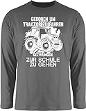 Shirtracer Fahrzeuge Fahrrad Bagger und Co. - Geboren um Traktor zu Fahren - L - Dunkelgrau - Traktor Fahren - BCTU005 - Herren Langarmshirt