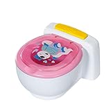 Zapf Creation 828373 BABY born Bath Toilette mit Geräuschfunktion und glitzerndem Häufchen zum wegspülen, Puppenzubehör 43 cm, rosa weiß.