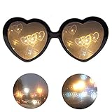 Naponior 1 Stück Herzform 3D Spezialeffekt Brille Graue Brille Linse mit wechselnden Lichtern auf Herzform Spezialeffekt Schönes Geschenk mit optionaler Farbe