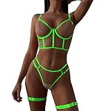 Damen Unterwäsche Sexy Erotisch Sex Dessous Damen Sexy Unterwäsche Große Brüste Sexy Bequem Für Mollige Lingerie Set Curvy Kinky-Outfit Erotische BHS Damen Dessous-Sets Für Damen Grün,L