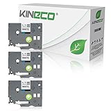 Kineco 3 Schriftbänder kompatibel für Brother TZE-221 TZ-221 9mm/8m - Schwarz auf Weiß P-Touch 1010 D400 D600 H100L H100