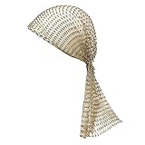 Bling Hohl Kopfschmuck Schleier Kappe Fischnetz Elastisches Stirnband mit Strass Hohl Mesh Kopfbedeckung Turban Cap Haarschmuck für Frauen Mädchen, gold, One size