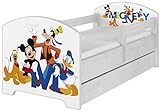 Original Disney's Kinderbett mit Rausfallschutz, Schublade und Matratze (70x140, Mickey Friends)