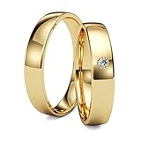 Kolibri Rings Eheringe Gold 333 Paarpreis Trauringe Verlobungsringe Massiv mit Diamant Gelbgold 100% Made in Germany