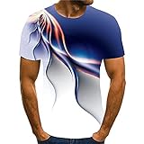 Tshirt Herren Sommer Modern Urban Rundhals Regular Fit Herren Kurzarm Sportshirt Trend Mode 3D Druck Design Freizeithemden Komfortabel Atmungsaktives Shirt T04 XL